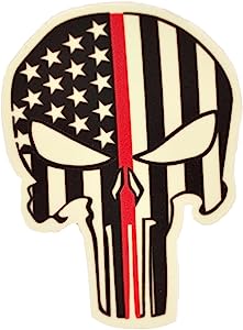 IdentiFire Red Blue Line Punisher Skull Sticker