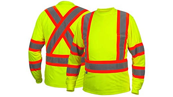 Pyramex Safety T-Shirt, Long Sleeve RCLTS31 Series ANSI Type R Class 3 (Hi-Vis Lime) CSA Class 2 Level 2