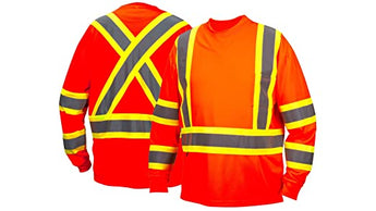 Pyramex Safety T-Shirt, Long Sleeve RCLTS31 Series ANSI Type R Class 3 (Hi-Vis Orange) CSA Class 2 Level 2