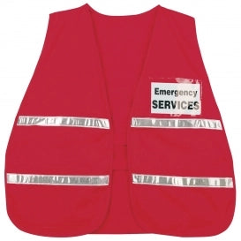 Red Incident Command Safety Vest Polyester Cotton Fabric  1 Inch White Reflective Stripes