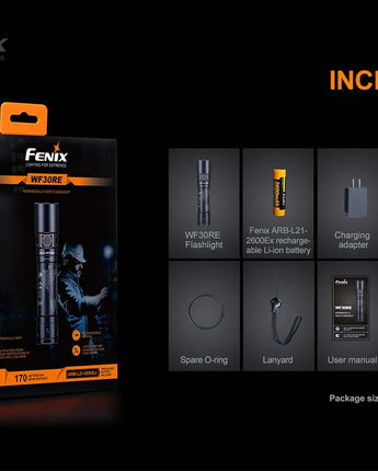 Fenix WF30RE Intrinsically Safe Flashlight - Black